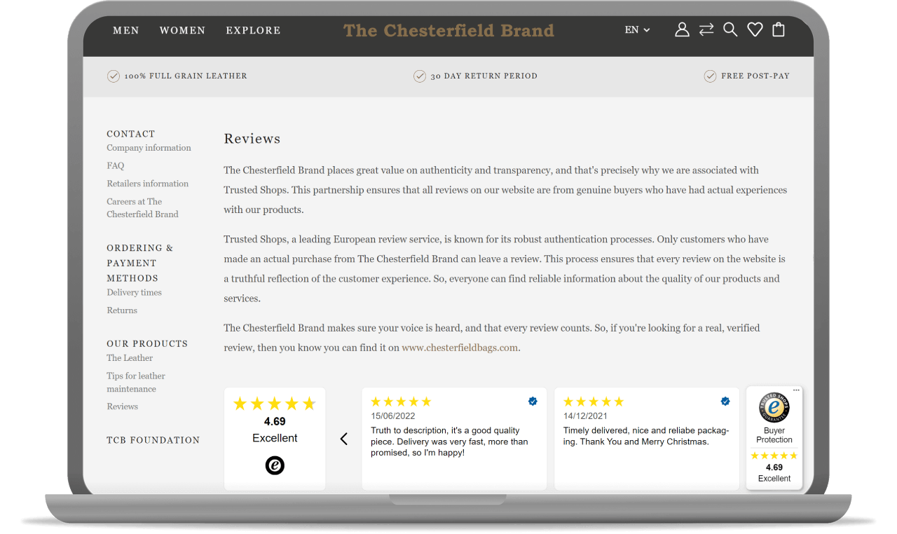The Chesterfield Brand's Review overview page
