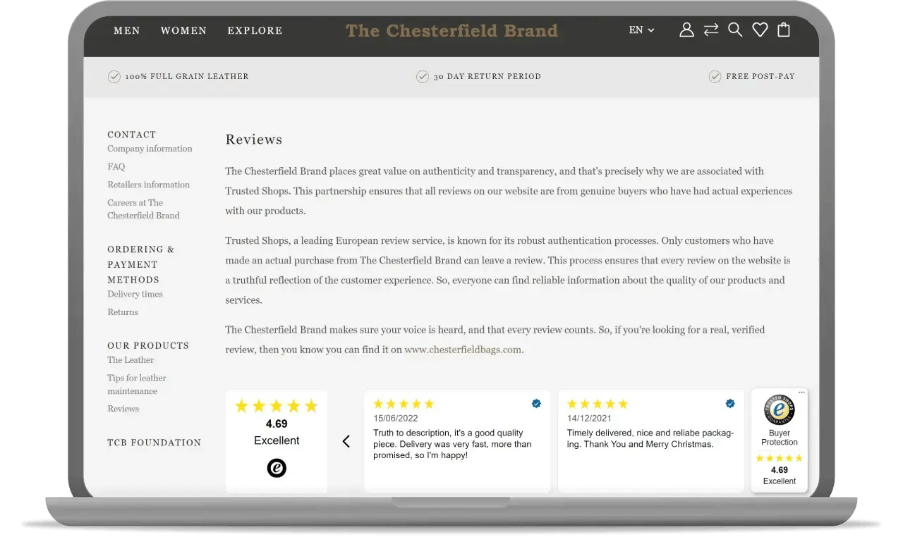 The Chesterfield Brand's Review overview page