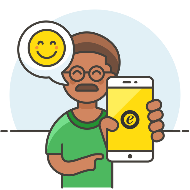 man smiling seeing trusted shops on website