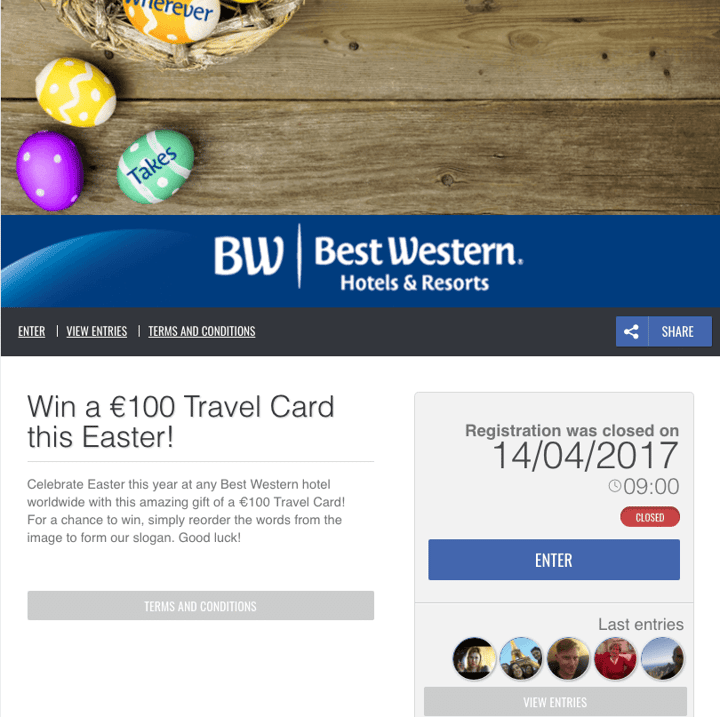 easter sweepstakes email for Best Western