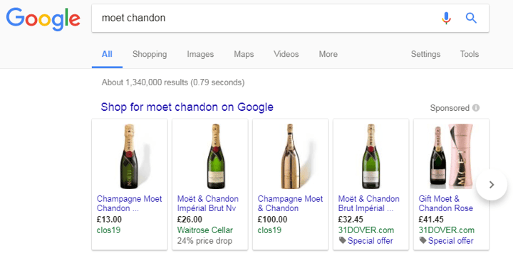 Google Search moet chandon