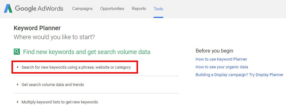how to search a web page for keywords