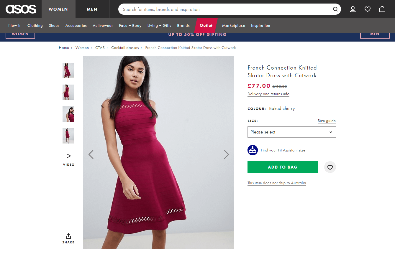 Asos product pages showing plenty of images