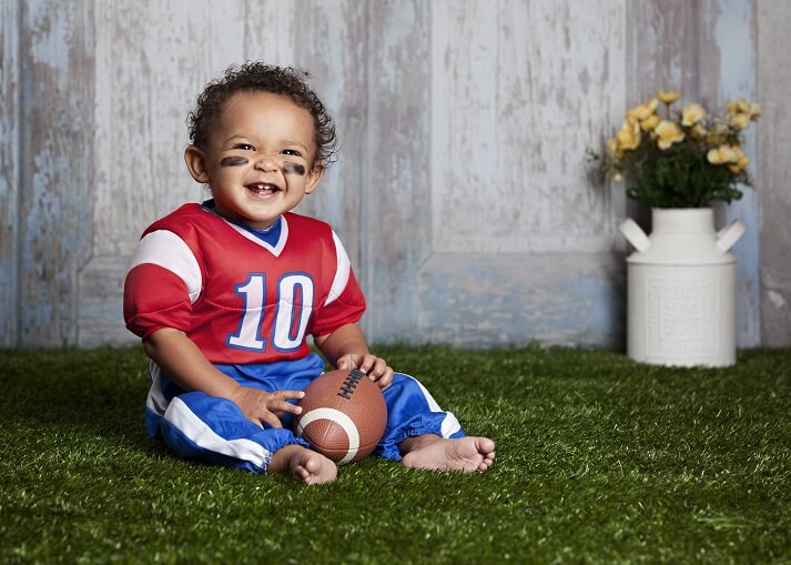 Baby in American Football Clothes