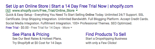 Google ad with extension