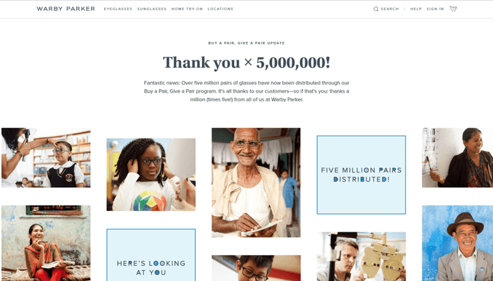 Warby Parker Charity work