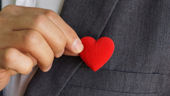 heart in pocket of suit