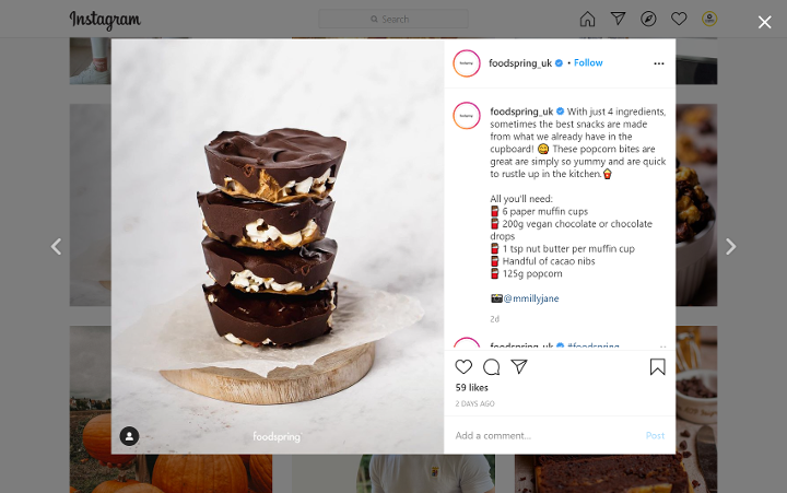 Screenshot Instagram Foodspring Advent calendar