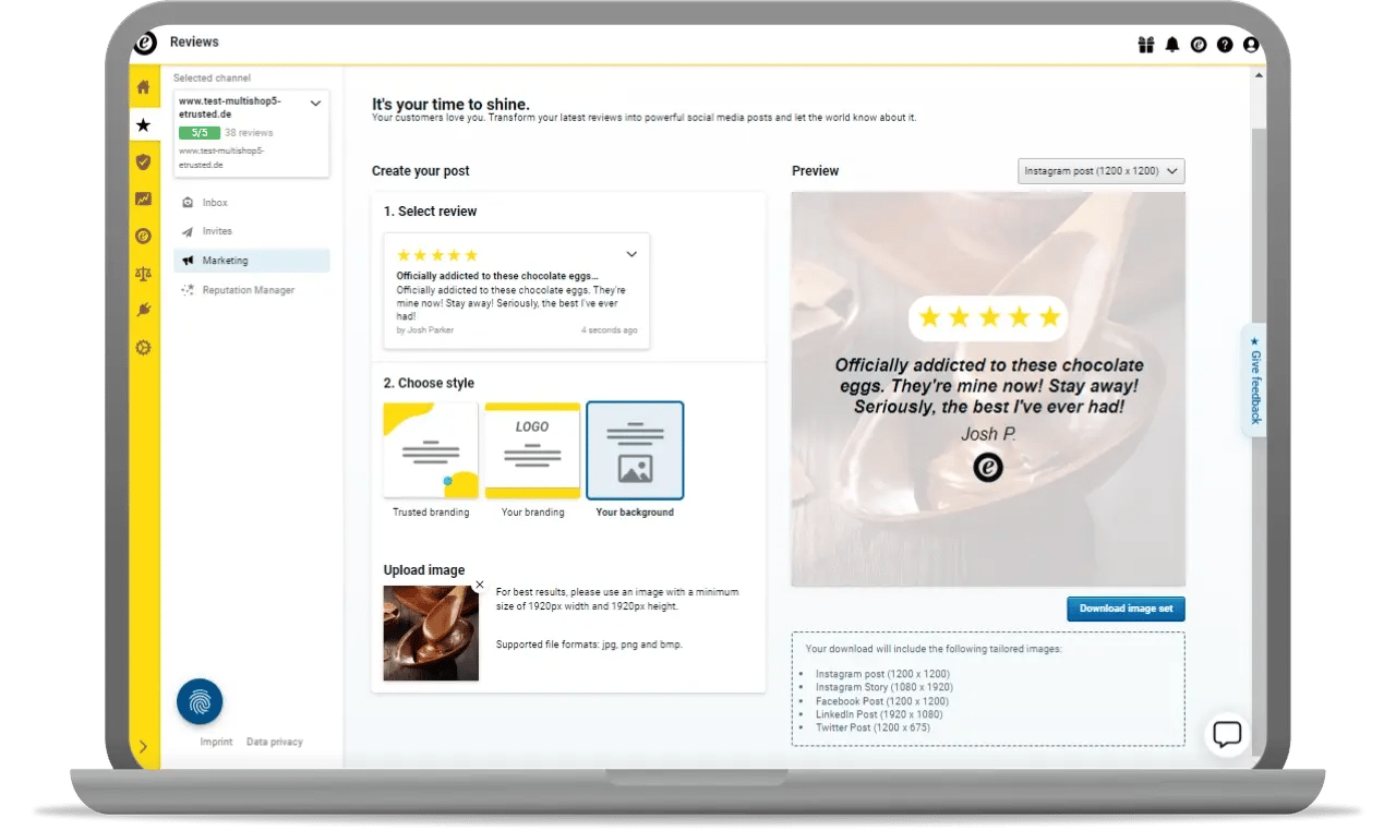 create social media posts from customer reviews