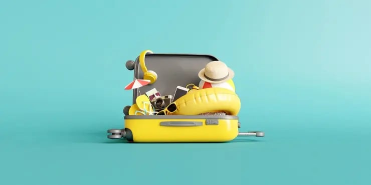 a suitcase filled with beach items