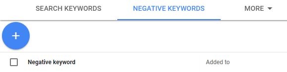 entering negative keywords