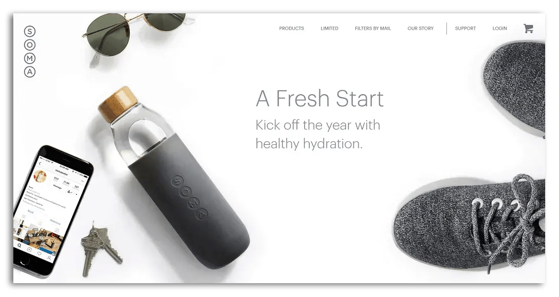 Soma homepage with hero shot