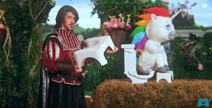 screengrab of squatty potty commercial