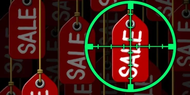 cross-hair aimed at sale tag