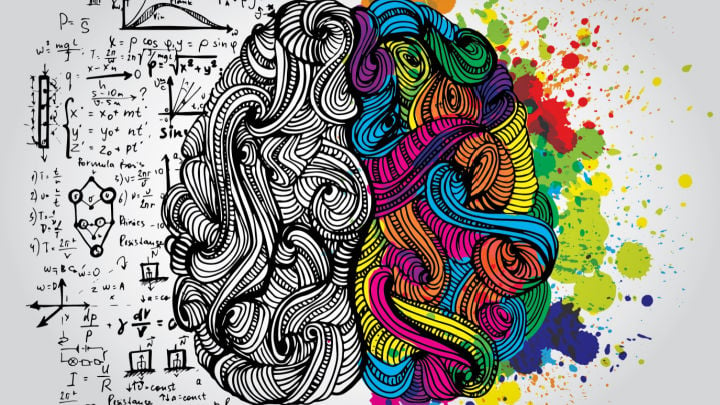 sketch of a colourful brain