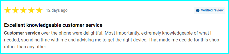 review complimenting service