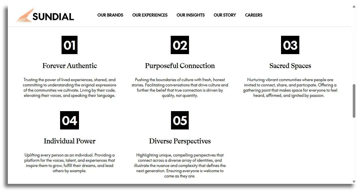 Sundial's website share their philosophy