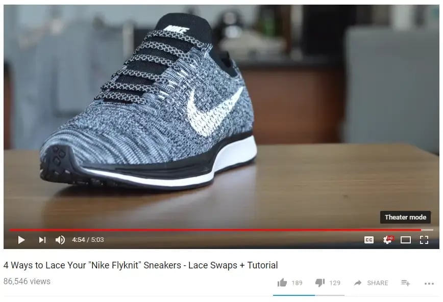 Screenshot for a shoelace tutorial with over 80,000 views