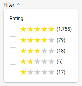 filter to view reviews by rating