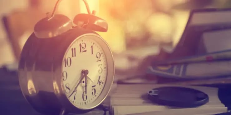 an alarm clock at sunrise