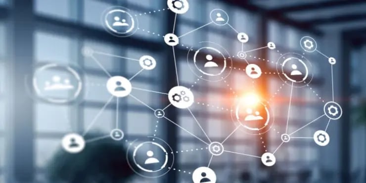 a digital web of users interconnected