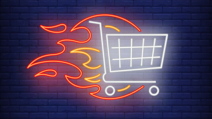 fast shopping cart neon