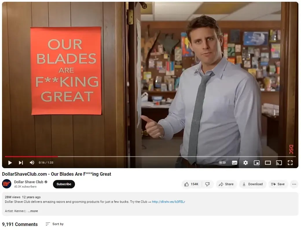 dollar shave club youtube video