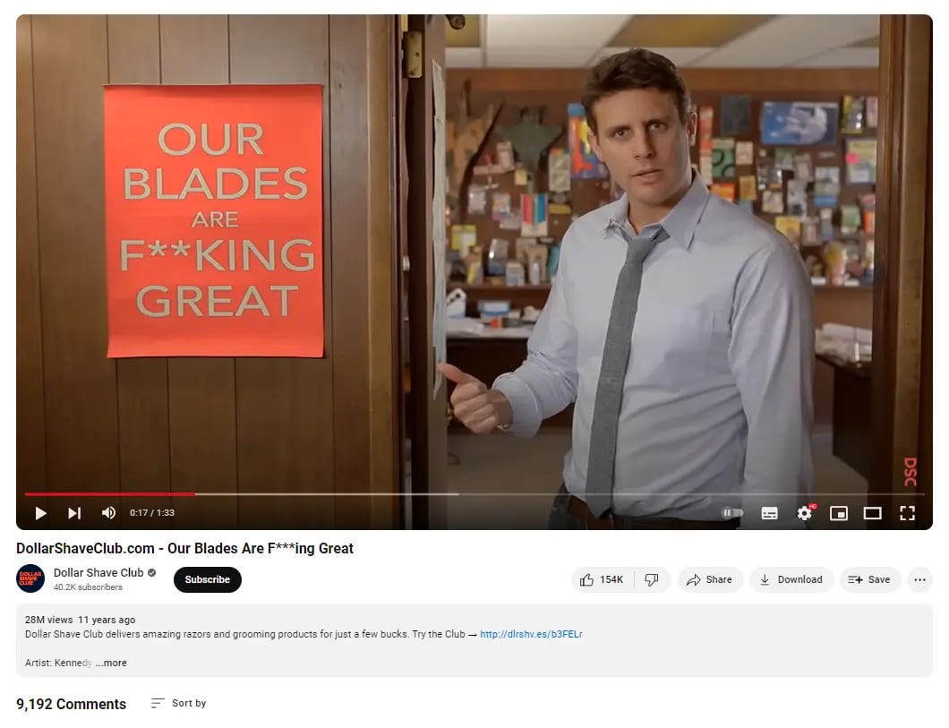 Dollar Shave Club viral YouTube video