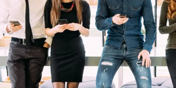 people using their smartphones