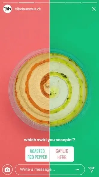 Instagram survey for favourite hummus.