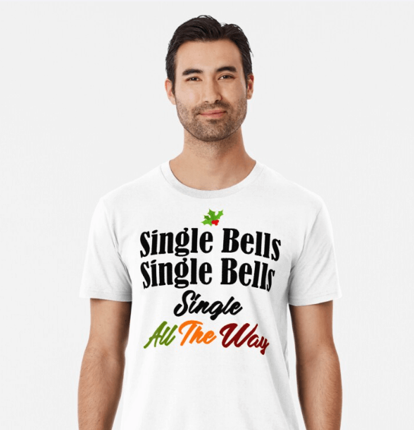 man celebrating singlehood with funny t-shirt