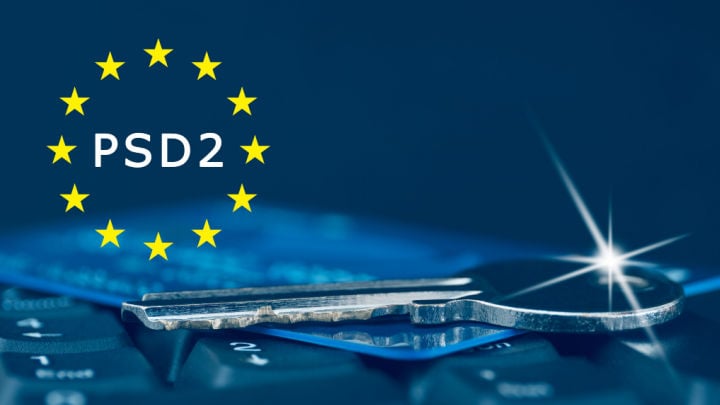 psd2 key and card on keyboard