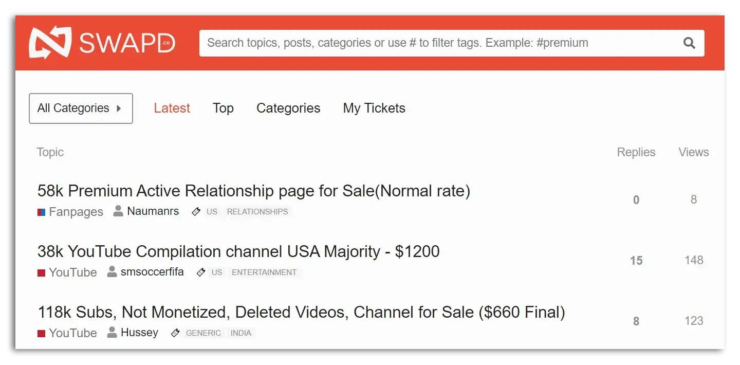 SWAPD accounts for sale
