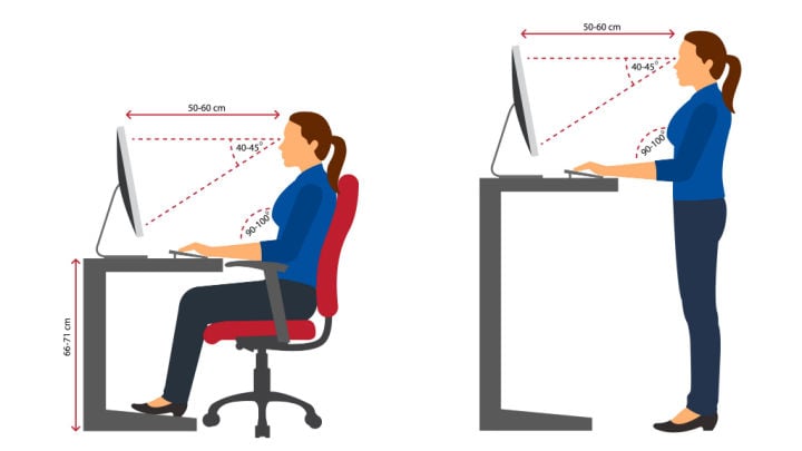 right posture for sitting and standing desks
