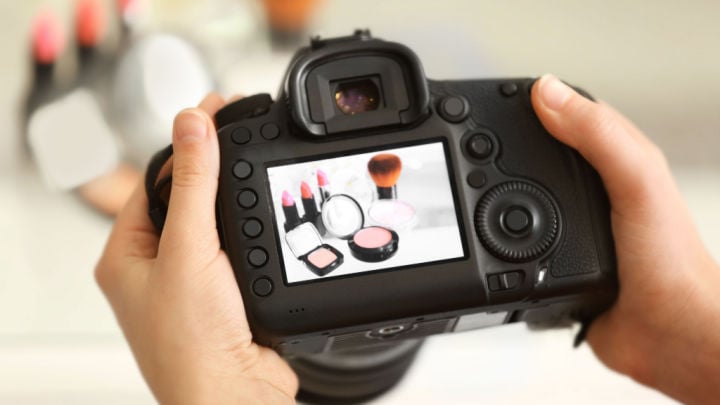 camera taking picture of makeup