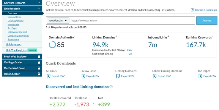 moz domain authority example