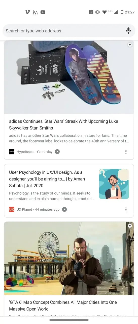 google discover screenshot