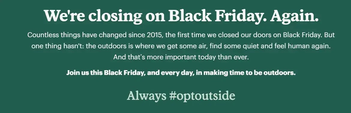 REI announcing no Black Friday sales