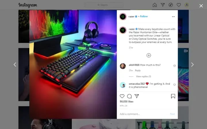 Screenshot Instagram Razer Advent calendar