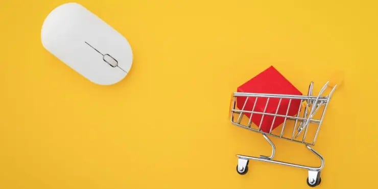 shopping cart and computer mouse