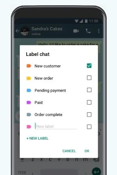 customer labelling on WhatsApp business