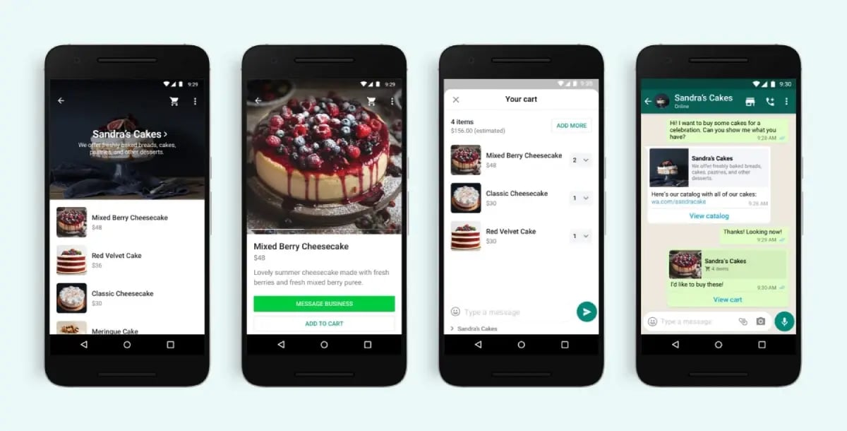 example of WhatsApp business shopping carts