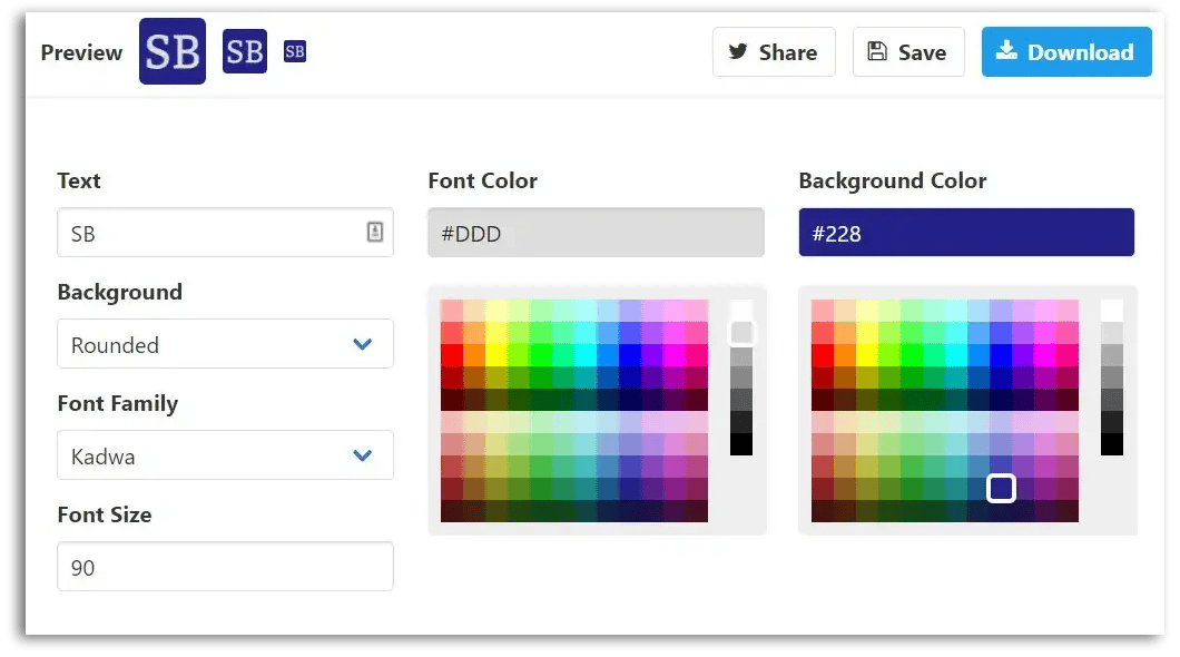 colour tools for fonts and background