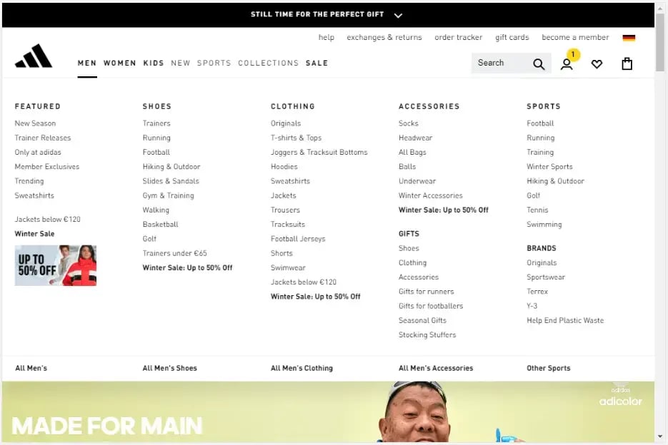example of extended navigation