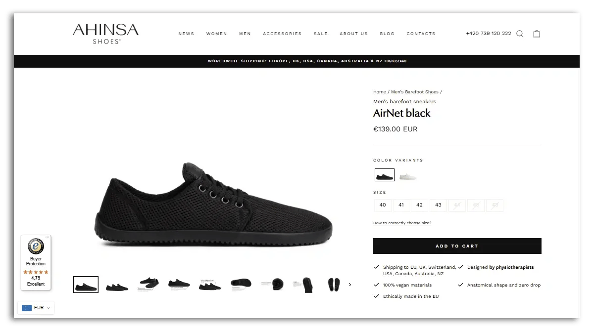Example of a product page with many product images