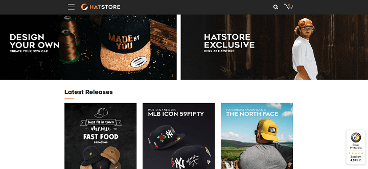 hatstore homepage UX
