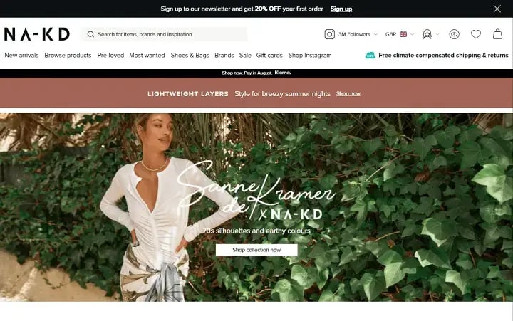 Nakd example newsletter sign up UX website