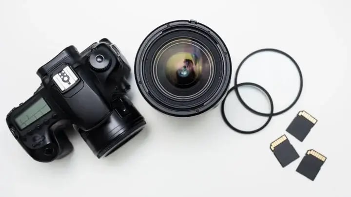 DSLR camera with accessories