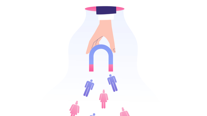 Hand attracting people with magnet