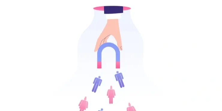 illustration of a magnet attracting people